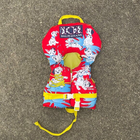 Vintage 90s 101 Dalmatians Disney Coral Life Jacket Vest Infant/Small Child